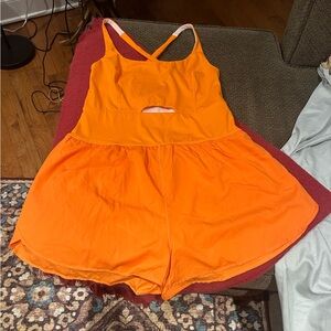 Vibrant Orange Sleeveless Romper